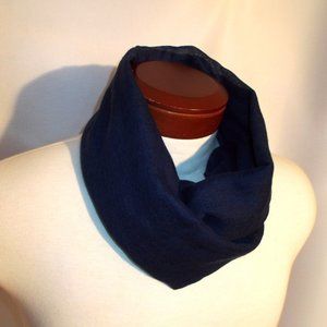 Solid Dark Blue Lightweight Scarf Fringed